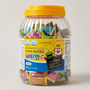 베베모린 뽀로로 비타민 C 키즈 어린이 맛있는 복숭아맛 비타민 캔디 300정 1통