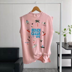 남자 나시 DGT서핑라이프 민소매 면 오버핏 티셔츠