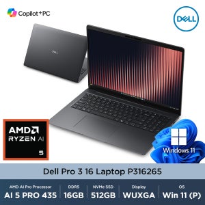 Dell Pro 3 16 P316265 AMD Ryzen AI 5 435 16GB 512GB Win11Pro 16인치 WUXGA 주식용 비즈니스 노트북
