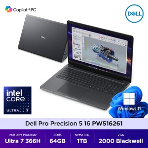 Dell Pro Precision 5 16 PW516261 인텔 Ultra 7 366H 64G 1T RTX 2000 Blackwell 16인치 모바일 워크스테이션