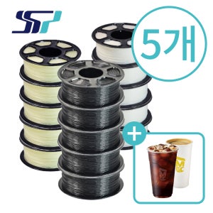 샘샘3D PLA 필라멘트 1kg 5팩 1.75mm 화이트 블랙 투명 3D프린터 뱀부랩호환