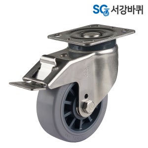 중량 스텐 고무바퀴 SPH 100(4인치) 호텔 식당 바퀴 캐스터 100mm 회전 브레이크