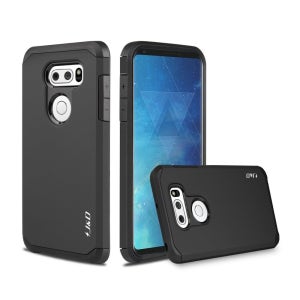 J&D 헤비 듀티 듀얼 레이어 하이브리드 범퍼 케이스 LG V35 블랙