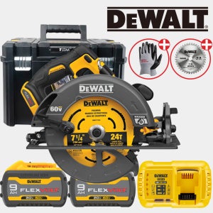 디월트 60V MAX 충전 원형톱 3AH DCS578X2 원형톱날 장갑포함