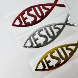 JESUS 오병이어 앰블럼 차량 금속 엠블럼 기독교 크리스천 자동차 외장 부착 장식