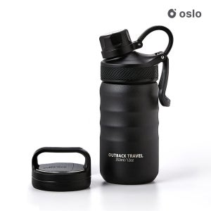 오슬로 아웃백 트래블 스텐 손잡이 보온 보냉 텀블러 350ml, 블랙