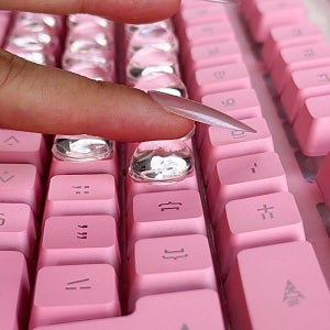 긴손톱키보드 네일키보드 투명 물방울 긴손톱보호