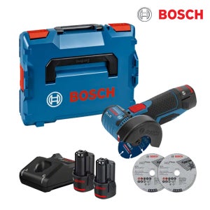 보쉬 10.8V 충전 BL 3인치(75mm) 앵글 그라인더 GWS10.8-76V-EC 풀세트 (케이스+본체+충전기1개+2.0Ah 배터리2개)