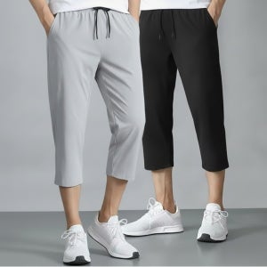 1+1 남성 여름 냉감바지 7부 아이스 밴딩 쿨링팬츠 빅사이즈