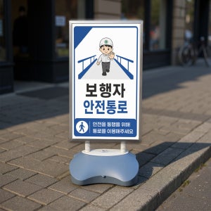 보행자 안전통로 이용 물통 입간판거치대 스탠딩배너 안내판 단면