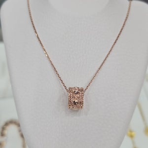 14k 마카사이트 원통 펜던트 목걸이 핑크골드 데일리 목걸이