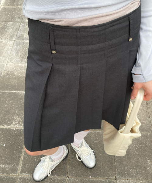 [PORTERNA] CLASSIC MID LENGTH SKIRT-2COLOR