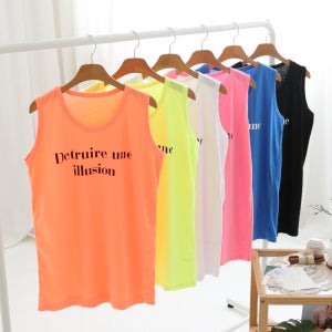 [무배] 1+1 눈부신 비비드 네온컬러 얇고 바삭한 일자 기본핏 일루젼 레터링 롱나시티
