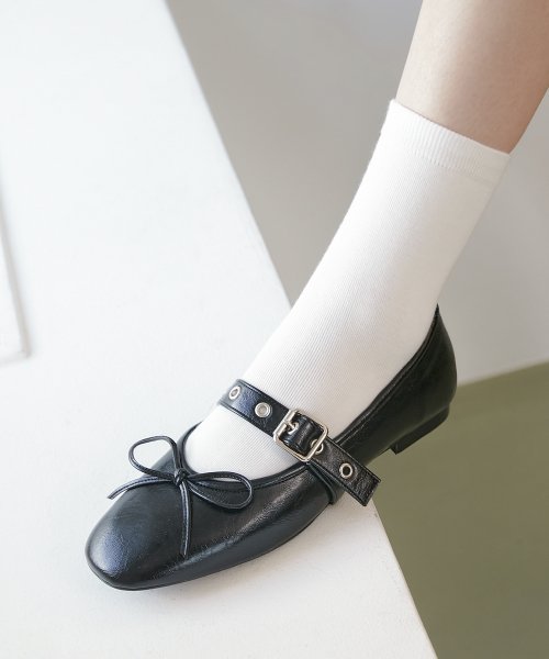 [기호] BUCKLE STRAP BALLERINA FLAT / BLACK