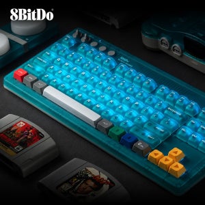 8BitDo 레트로87 N64 30주년 기념 키보드 워터 블루 투명 키캡