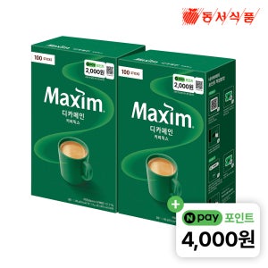 [슈퍼적립+N포인트 추가 4천원] 맥심 디카페인 커피믹스 100개입, 2개