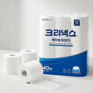크리넥스 물에 녹는 휴지 두루마리 화장지 40m 24롤 2팩