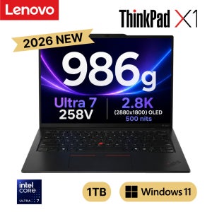 레노버 씽크패드 X1 카본 Gen13 2026년 21NSS21X00 Ultra 7-258V 32GB 1TB Win11 Pro OLED 가벼운 출장용 비즈니스 AI 노트북