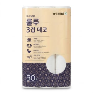 미래생활 룰루 3겹 데코 화장지 22m, 30롤, 2개