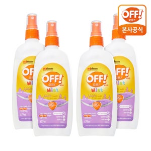 오프 OFF 미스트 에프킬라 모기 벌레 살인 진드기 키즈 어린이 천연 기피제 휴대용 캠핑 177ml, 4개