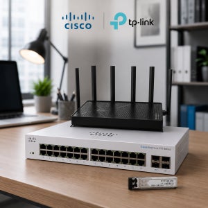 CISCO CBS110-24T-D + 호환모듈 2개+ 티피링크 듀얼밴드 Archer BE400 유무선공유기 Wi-Fi7 세트