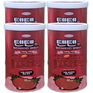 텐텐맛 한미 멀티비타민 패밀리 딸기맛츄정 코스트코 씹어먹는 비타민 480g, 4개