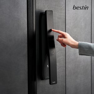 베스틴 지문인식 푸시풀 도어락 IDL-300FWNH 블랙 무광 헤어라인 현관문 교체
