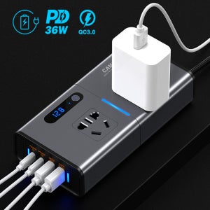 카모아 스마트 프로 멀티 차량용 인버터 12V 220V 200W 변압기 PD36W USB 초소곡 충전기 시거잭 소켓