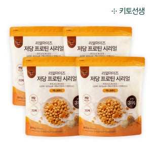 리얼마이즈 저당 프로틴 시리얼 (고단백 알룰로스 단백질 씨리얼) 허니버터, 600g, 4개