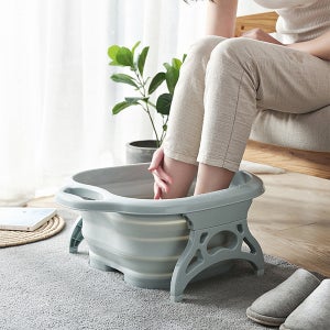 접이식 족욕기 발 지압 마사지 가정용 족탕기 핑크