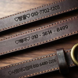 율하수 무료각인 인쇄 강아지 가죽 목줄 소형견 중형견 대형견 진돗개 반려견 XS