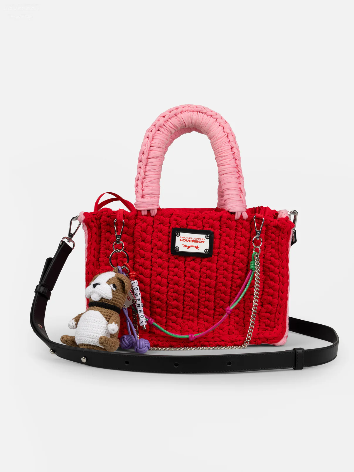 Charles Jeffrey LOVERBOYレディースナナチャームデコレーションニットトートバッグクロスバッグ