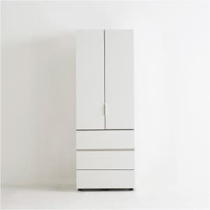 리바트 에딧 3단 서랍옷장 800 800x613x2200, 화이트+브론즈 손잡이
