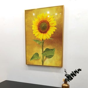 해바라기 그림 액자 현관 인테리어 개업 집들이 선물 A1 59x84cm, 잎 금배경