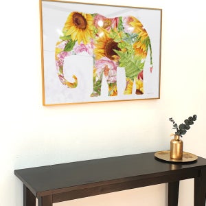 코끼리 그림 액자 거실 카페 아이방 집들이 선물 A1 59x84cm, 해바라기 무늬