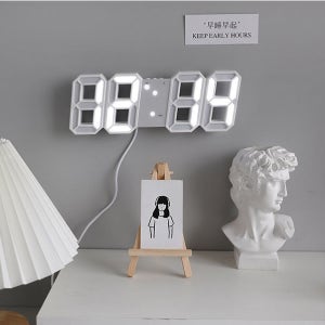 탁상 벽 설치 2타입 겸용 3D 입체 화이트 LED시계