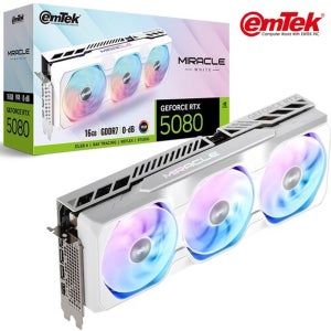emTek 지포스 RTX 5080 MIRACLE WHITE D7 16GB 그래픽카드
