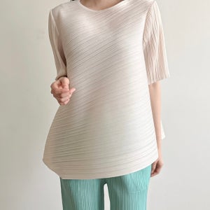 플리츠 언발 사선 반팔티 8color