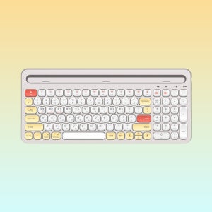 무선키보드 블루투스 멀티페어링 IOS 슬림 태블릿키보드 거치대 2대연결 흰색 CAB406