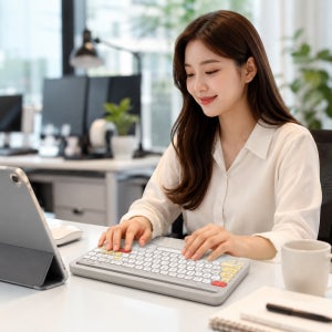 Coms 크래들 무선 블루투스 5.0 키보드 스마트폰 태블릿PC 거치 화이트 AB406