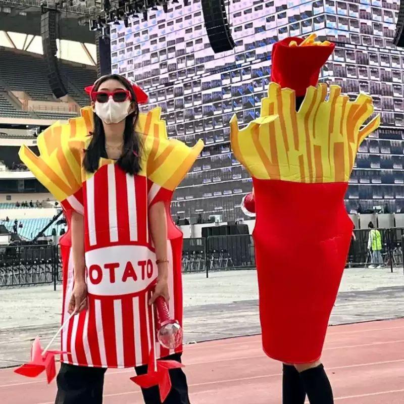할로윈 커플 성인 무대 의상 졸업사진 코스프레 스타일 B 프렌치프라이