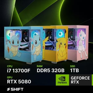 주연테크 시프트 인텔 코어i7 13700F RTX 5080 DDR5 32G NVMe 1T 게이밍 컴퓨터 PK37F58-16G512G 포켓몬스터
