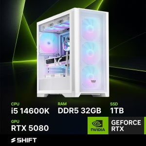 주연테크 시프트 인텔 코어i5 14600K RTX 5080 DDR5 32G NVMe 1T 게이밍 컴퓨터 DF446K58-32G1T 화이트