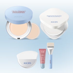 에이지투웨니스 클라우드 컴포트 파우더 팩트 5.8g + 벨벳 래스팅 팩트 본품14g+리필14g 2종 세트 (브러쉬2종, 립세럼 미니)