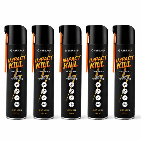임펙트킬 500ml 5개 소방서 사용 말벌 퇴치 효과 스프레이 살충제 바퀴벌레 거미 퇴치약 퇴치제