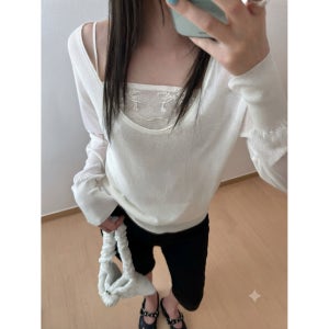 (아이보리, 그레이 당일배송/판매BEST) 9281. 딥브이넥 유넥 햇빛차단 살안타템 양면투웨이 긴팔 썸머니트