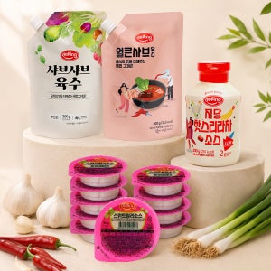 델링 샤브샤브 요리 세트 (샤브샤브육수 얼큰샤브육수 저당 핫스리라차 일회용 디핑 소스)