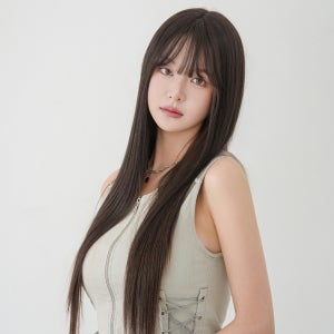 가발나라 여성 부분가발 정수리탈모 커버용 탑커버 앞머리 롱 스트레이트 100% 인모