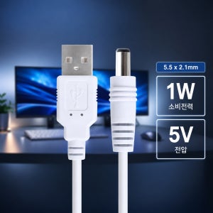 NETmate UP21W USB 전원 케이블 1m (5.5x2.1mm/1W/화이트)