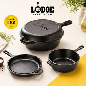 롯지 무쇠 주물 스킬렛 팬 26cm 10.25인치 냄비 3L 2종 세트